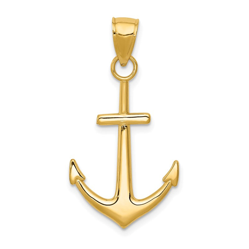 14K Gold Polished Anchor Pendant K5394