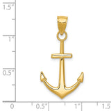 14K Gold Polished Anchor Pendant K5394