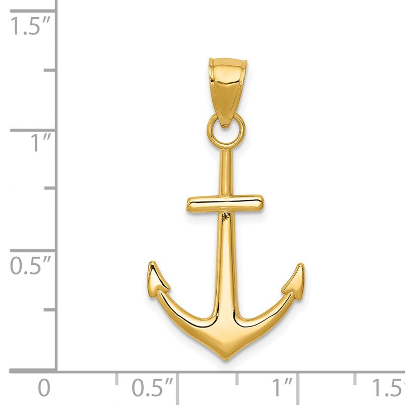 14K Gold Polished Anchor Pendant K5394