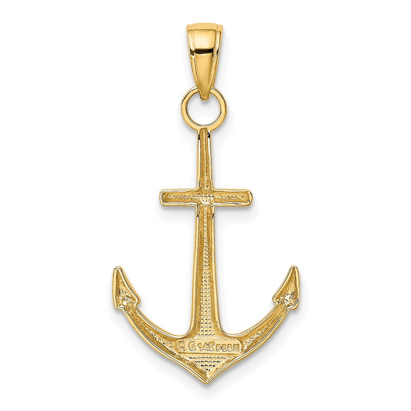 14K Gold Polished Anchor Pendant K5394