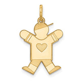 14k The Kids Small Heart Shirt Boy Engravable Joy Charm XK1146Y