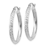 14K White Gold 2.5x25mm Knife-Edge Diamond-cut Tube Hoop Earrings TC825
