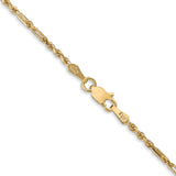 14K 10 inch  1.8mm Diamond-cut Milano Rope with Lobster Clasp Anklet MIL030