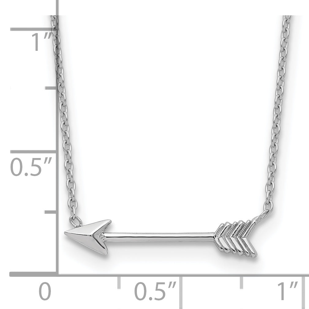 14k White Gold Polished Arrow 17 inch Necklace SF2467