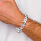14K White Gold 20 inch 10.8mm Hand Polished Rounded Curb Link with Box Catch Clasp Chain WLK127