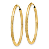 14k 2x30mm Satin Diamond-cut Endless Tube Hoop Earrings XY1179