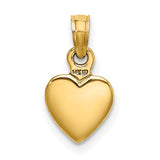 14K Polished Solid 3-D Heart Pendant K5179