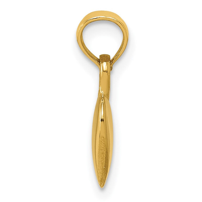 14K Polished Solid 3-D Heart Pendant K5179