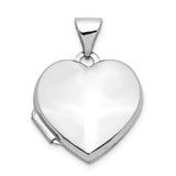 14k White Gold Polished Plain 15mm Heart Locket XL305
