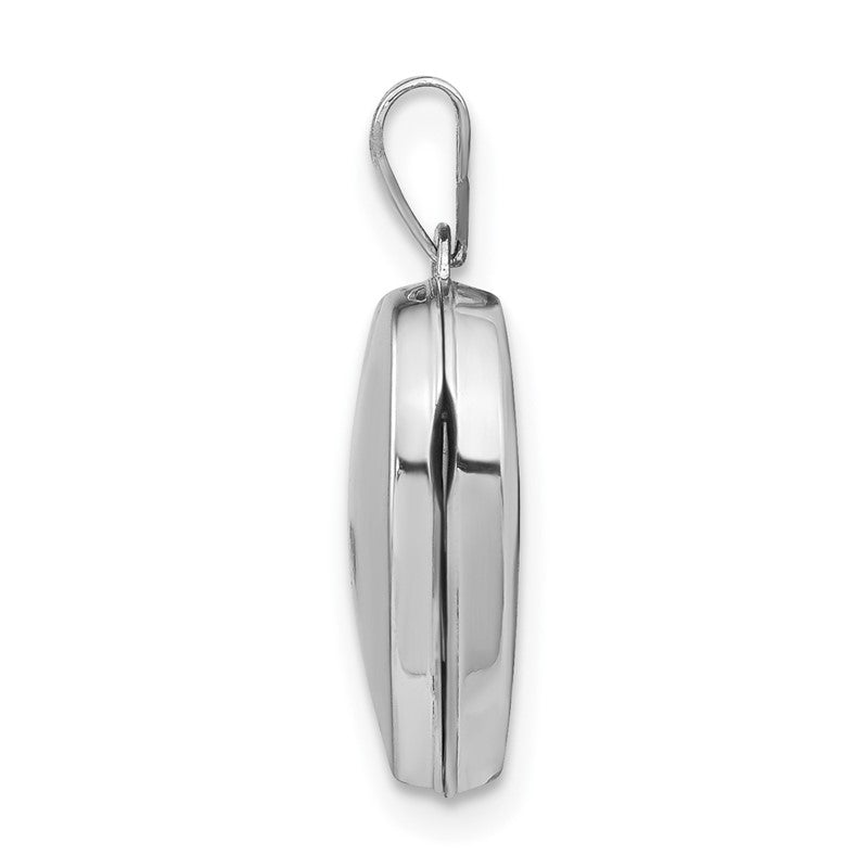 14k White Gold Polished Plain 15mm Heart Locket XL305
