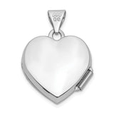 14k White Gold Polished Plain 15mm Heart Locket XL305