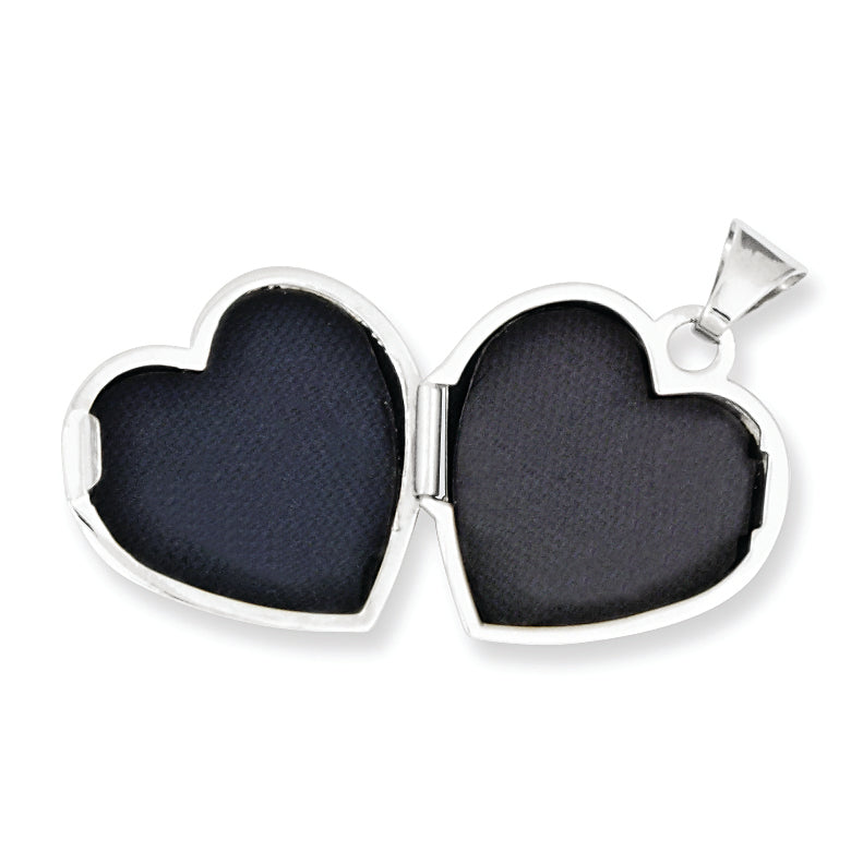 14k White Gold Polished Plain 15mm Heart Locket XL305