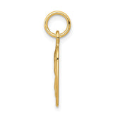14K Satin and Diamond-Cut Angel Square Charm C346