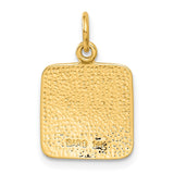 14K Satin and Diamond-Cut Angel Square Charm C346