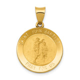 14k Polished and Satin Hollow St John the Baptist Medal Round Pendant XR1336