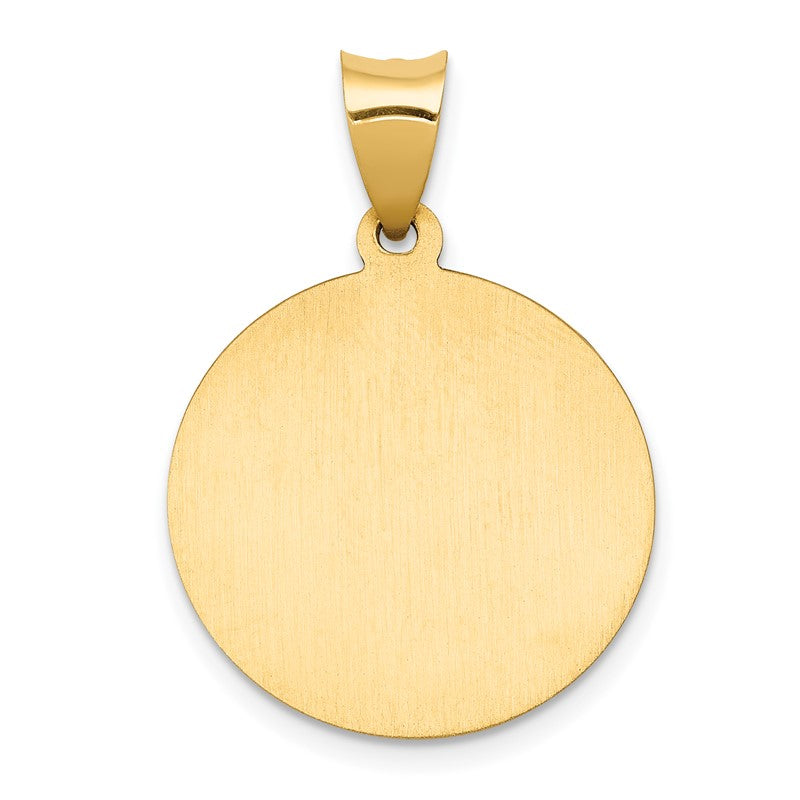 14k Polished and Satin Hollow St John the Baptist Medal Round Pendant XR1336