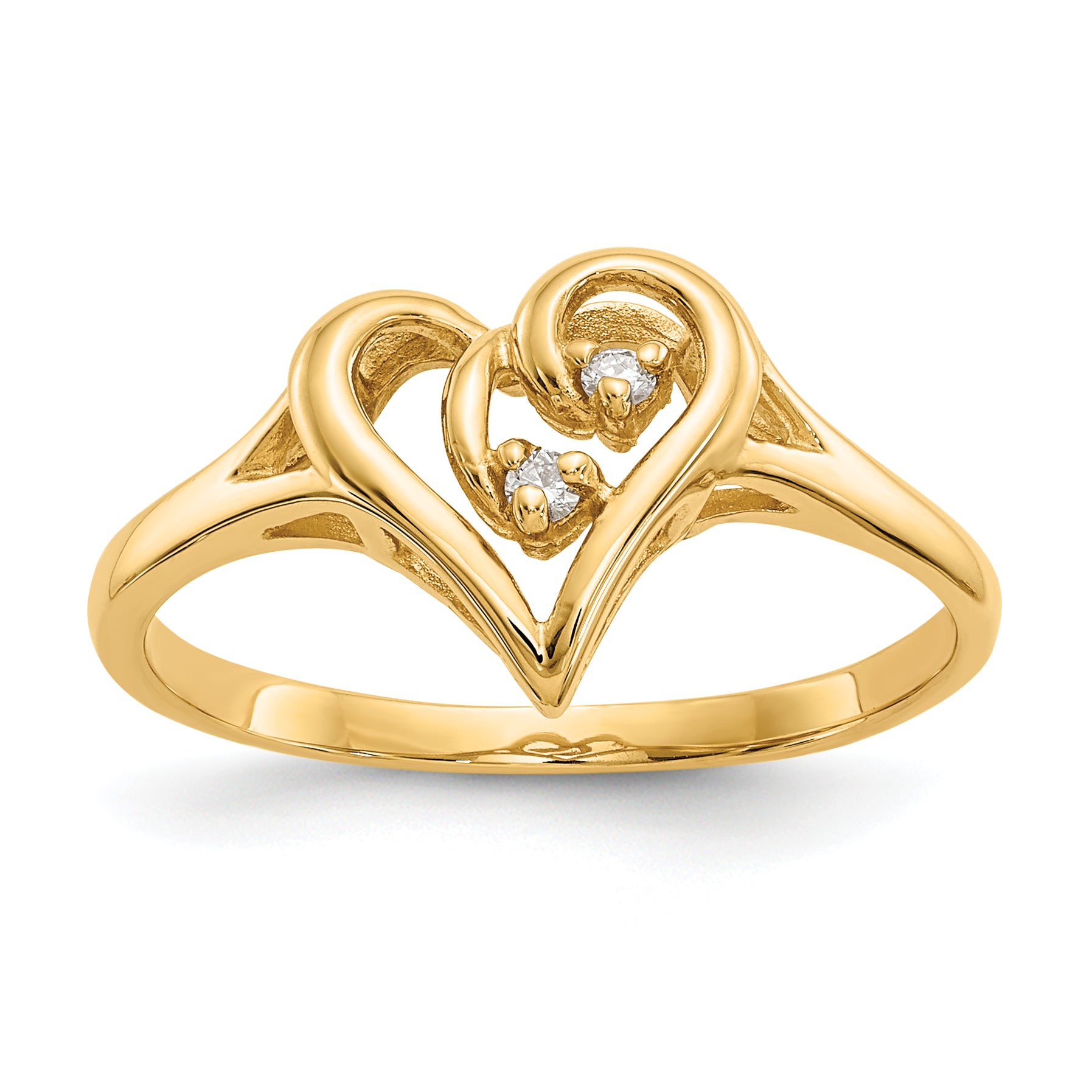 14k Polished AAA Diamond Swirled Heart Ring Y1774AAA