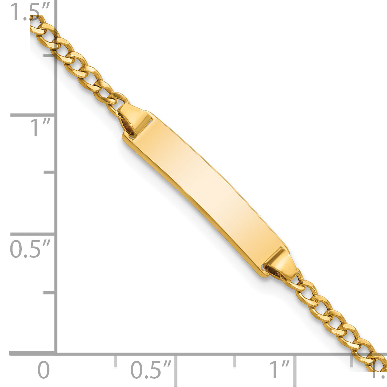 14k Polished Semi-Solid Chain/Solid Plate Cuban Link 20x4.5mm Plate 5.5 inch Baby/Child ID Bracelet DCID132