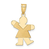 14k The Kids Solid Satin Small Girl Engravable Kiss Charm XK212