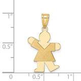 14k The Kids Solid Satin Small Girl Engravable Kiss Charm XK212
