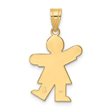 14k The Kids Solid Satin Small Girl Engravable Kiss Charm XK212