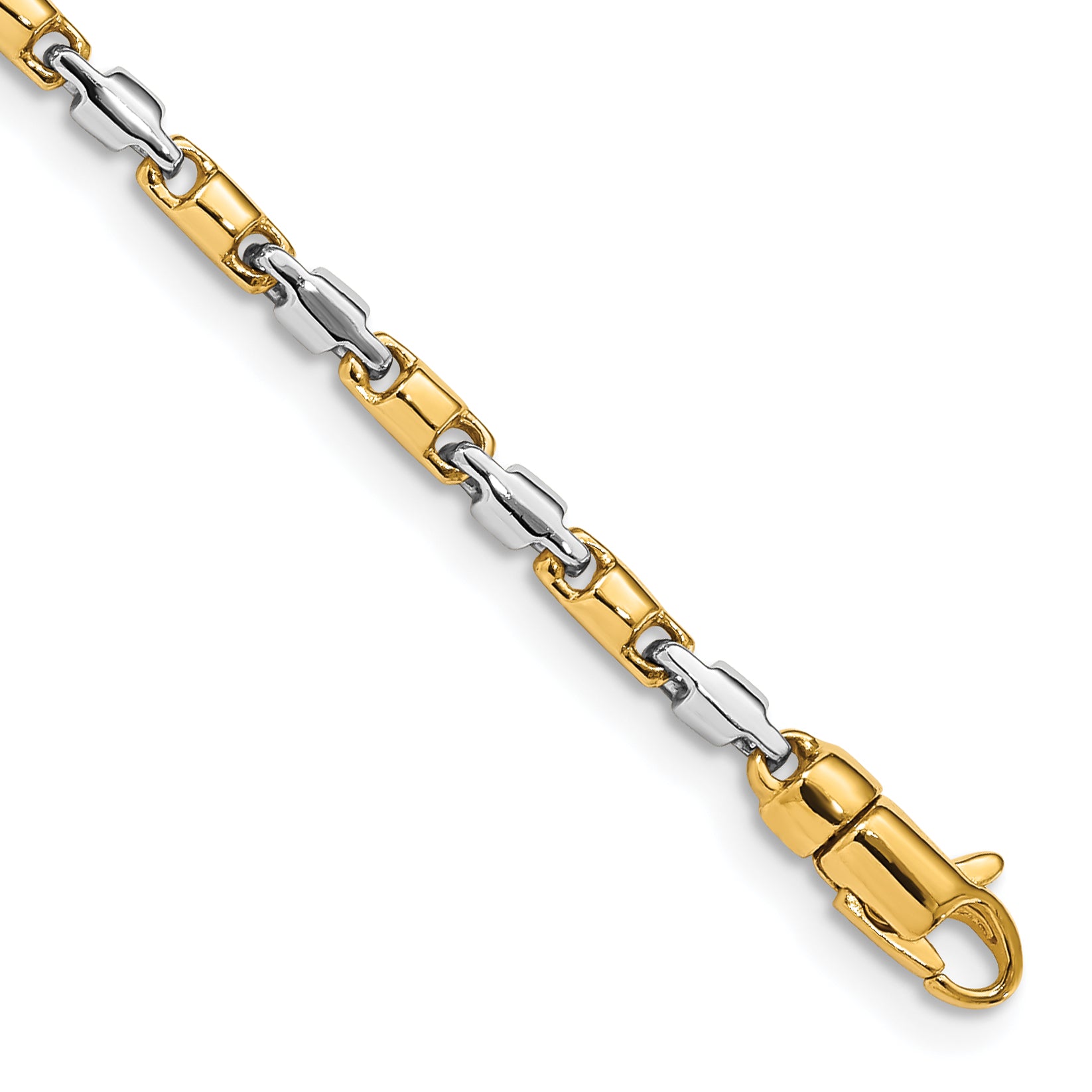 14K Two-tone 18 inch 2.5mm Hand Polished Fancy Link with Lobster Clasp Chain LK694