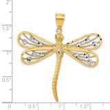 14K and White Rhodium Diamond-cut Filigree Dragonfly Pendant D3433