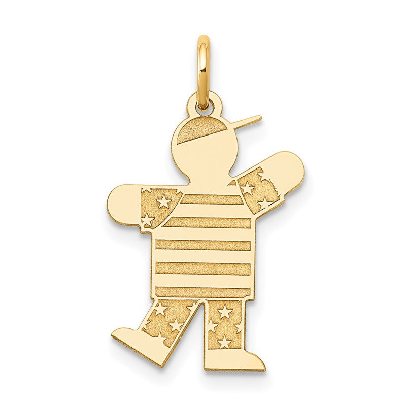 14k The Kids Small Stars and Stripes Boy Engravable Kiss Charm XK1129Y
