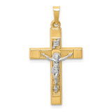 14k Two-tone Hollow Polished Textured Latin Crucifix XR1730
