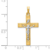 14k Two-tone Hollow Polished Textured Latin Crucifix XR1730