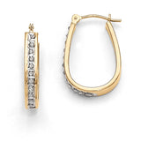 14k Diamond Fascination Diamond Dust/Accent 3x21mm Oval Hoop Earrings DF136