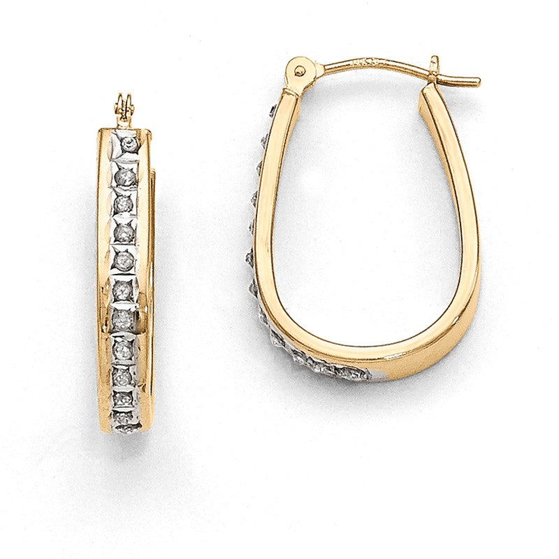 14k Diamond Fascination Diamond Dust/Accent 3x21mm Oval Hoop Earrings DF136
