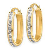 14k Diamond Fascination Diamond Dust/Accent 3x21mm Oval Hoop Earrings DF136