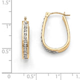 14k Diamond Fascination Diamond Dust/Accent 3x21mm Oval Hoop Earrings DF136