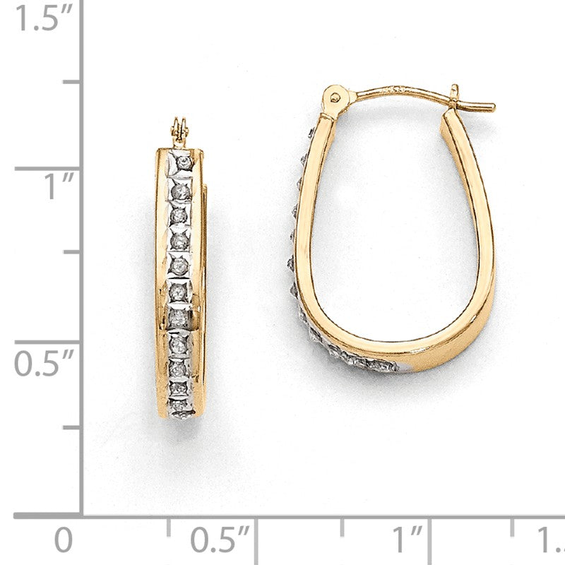 14k Diamond Fascination Diamond Dust/Accent 3x21mm Oval Hoop Earrings DF136