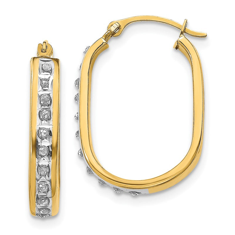 14k Diamond Fascination Diamond Dust/Accent 3x21mm Oval Hoop Earrings DF136