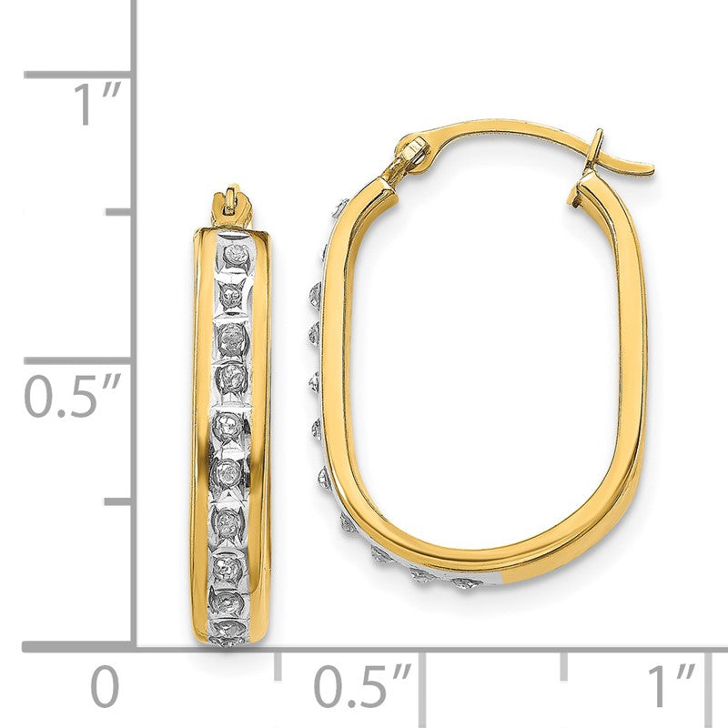 14k Diamond Fascination Diamond Dust/Accent 3x21mm Oval Hoop Earrings DF136