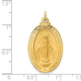 14k Polished and Satin Solid Miraculous Medal Oval Pendant XR1759