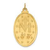 14k Polished and Satin Solid Miraculous Medal Oval Pendant XR1759
