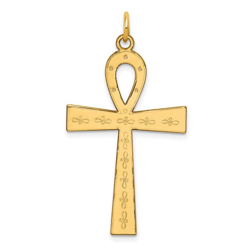 14K Laser Designed Ankh Cross Pendant XR1067