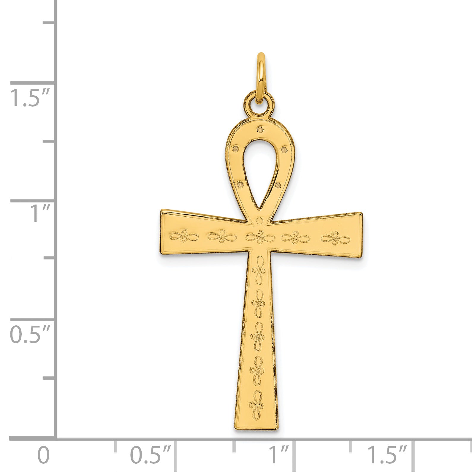 14K Laser Designed Ankh Cross Pendant XR1067