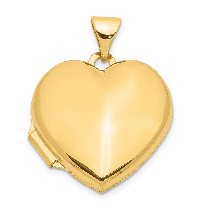 14k Polished Domed Plain 18mm Heart Locket XL72