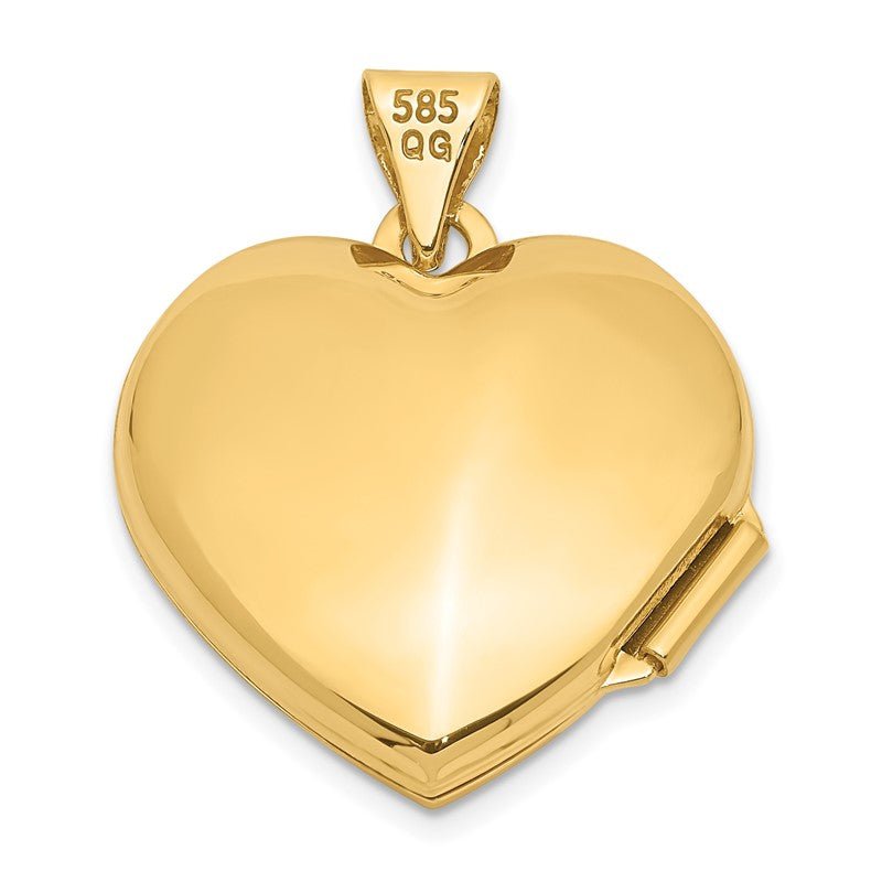 14k Polished Domed Plain 18mm Heart Locket XL72