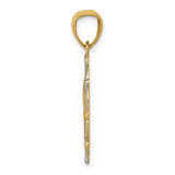 14K and White Rhodium BAPTISM with Praying Hands Scalloped Edge Round Pendant C4523
