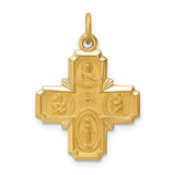 14k Polished and Satin Solid Small 4-Way Medal Pendant XR1785