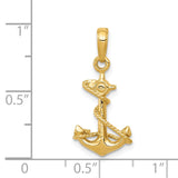 14k 3-D Anchor with Rope Pendant C3343