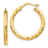 14K 3x27mm Diamond-cut Tube Hoop Earrings TF1702
