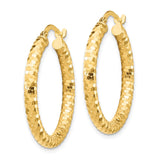14K 3x27mm Diamond-cut Tube Hoop Earrings TF1702