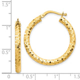14K 3x27mm Diamond-cut Tube Hoop Earrings TF1702