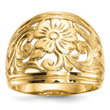 14k Polished Floral Dome Ring R638